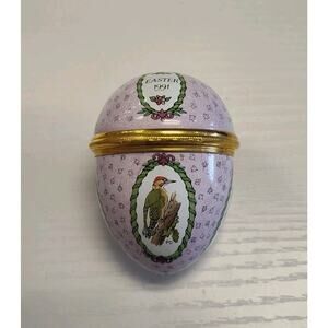Halcyon Days Enamels Easter Egg 1991 Trinket Box Pink With Birds